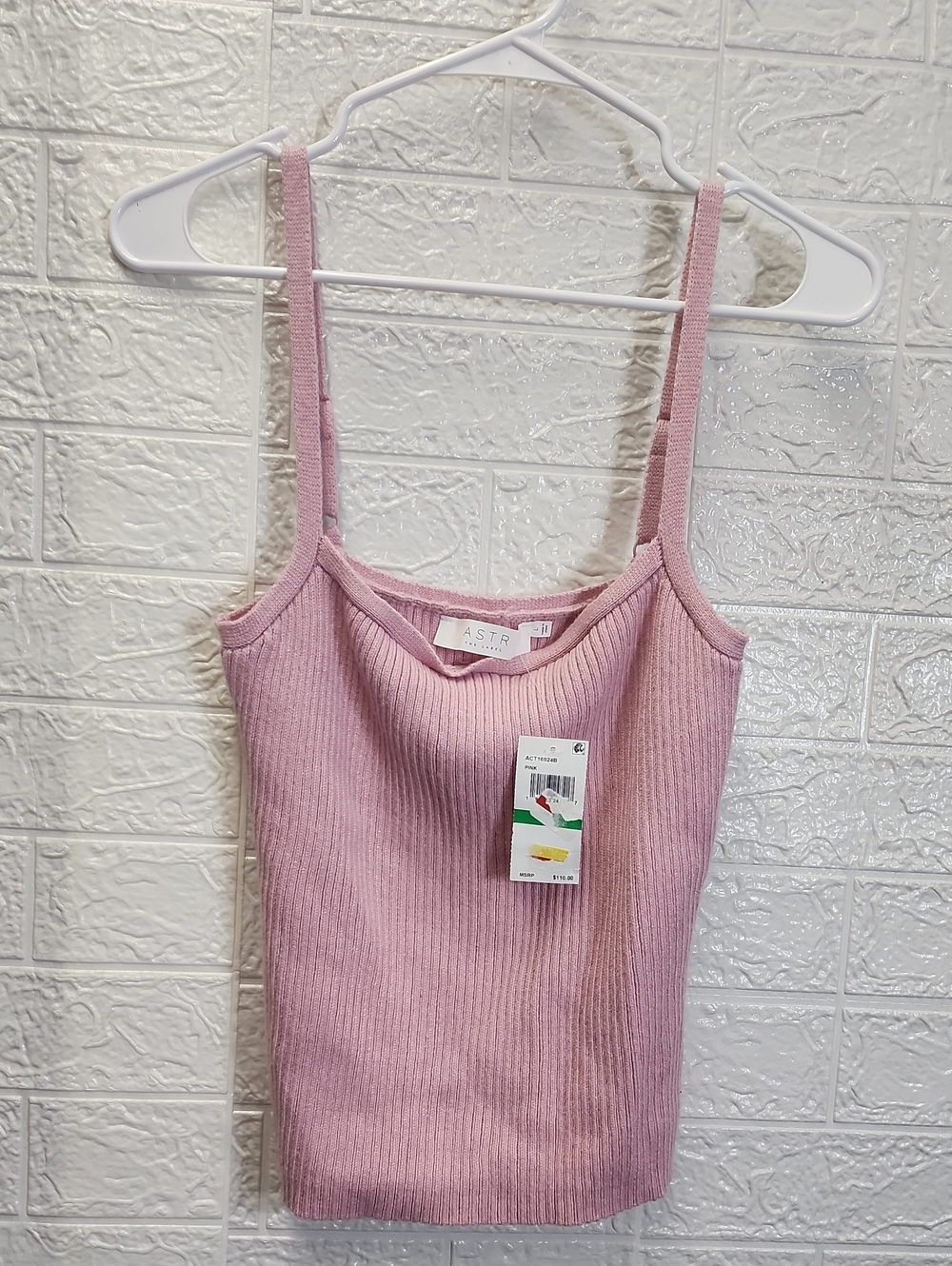 Astr Pink Ribbed Camisole Tank Sweater